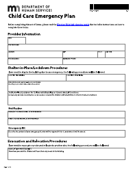 Form DHS-7414A-ENG Child Care Emergency Plan - Minnesota
