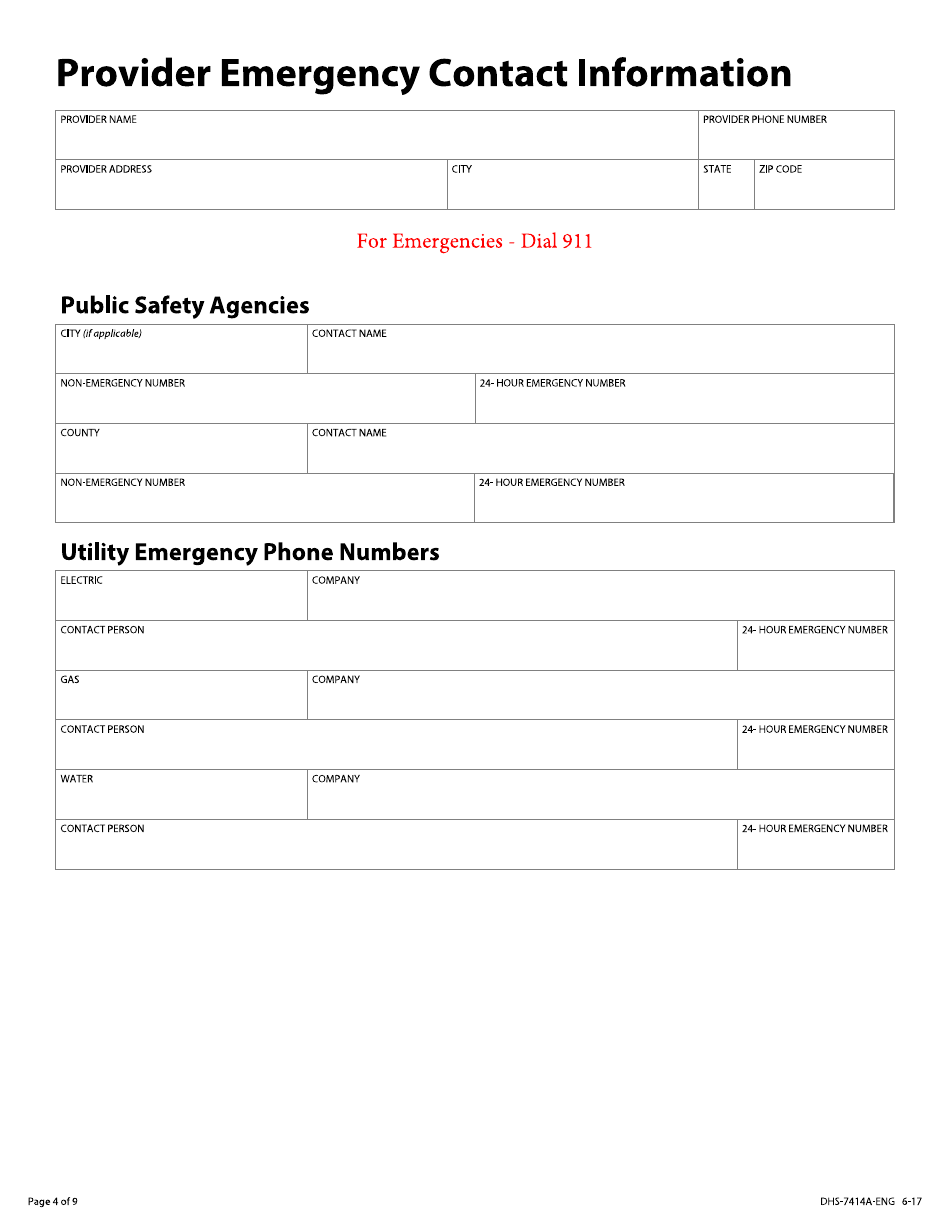 Form DHS-7414A-ENG Child Care Emergency Plan - Minnesota, Page 4
