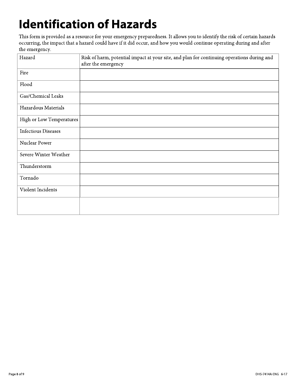 Form DHS-7414A-ENG Child Care Emergency Plan - Minnesota, Page 8