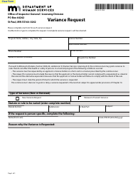 Document preview: Form DHS-3141-ENG Variance Request - Minnesota