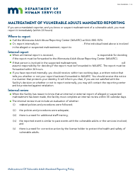 Document preview: Form DHS-7634B-ENG Maltreatment of Vulnerable Adults Mandated Reporting - Minnesota