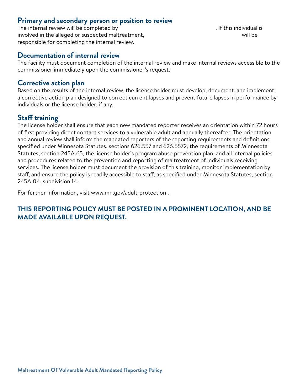 Form DHS-7634B-ENG Maltreatment of Vulnerable Adults Mandated Reporting - Minnesota, Page 2