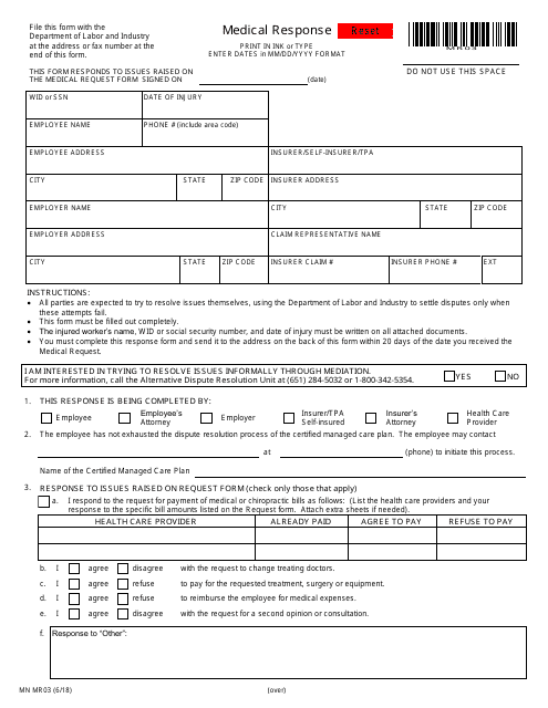 Form MN MR03 Medical Response - Minnesota