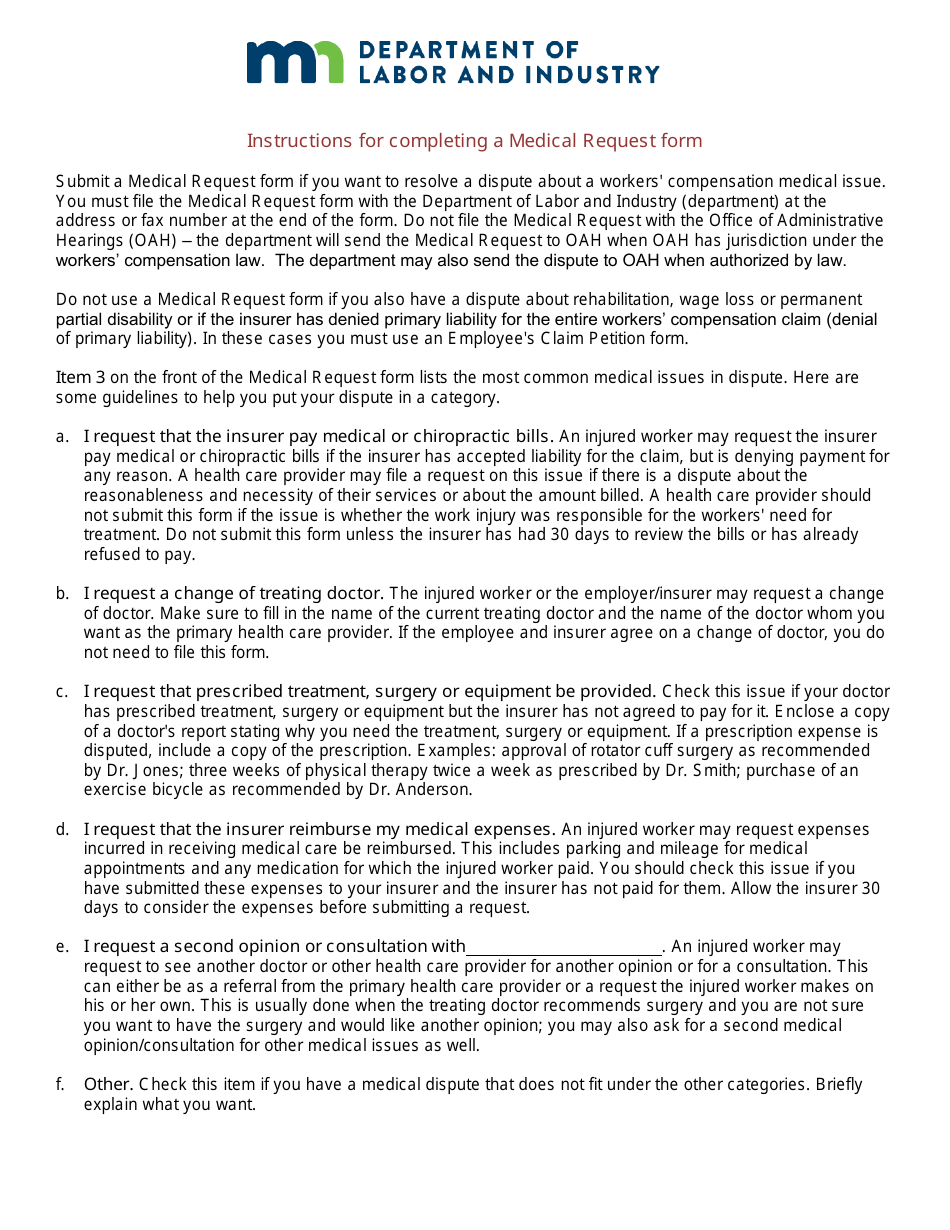 Form MN MQ03 Medical Request - Minnesota, Page 3