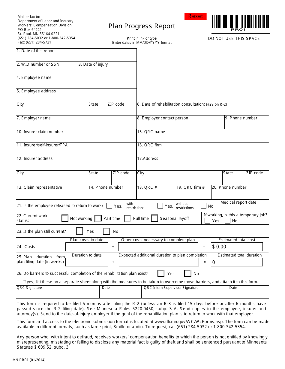 Form MN PR01 - Fill Out, Sign Online And Download Fillable PDF ...