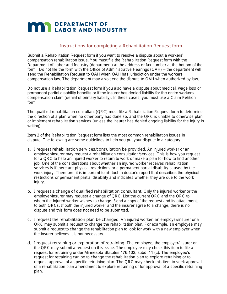 Form MN RQ03 Rehabilitation Request - Minnesota, Page 3