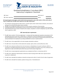 Qualified Rehabilitation Consultant (Qrc) Internship Completion Checklists - Minnesota