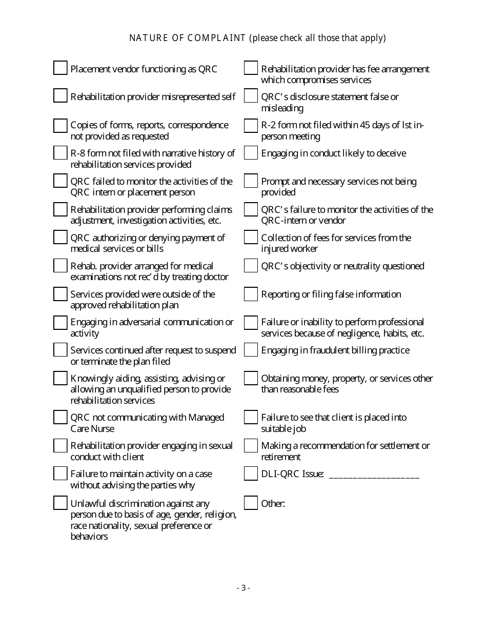 Rehabilitation Provider Complaint Form - Minnesota, Page 3