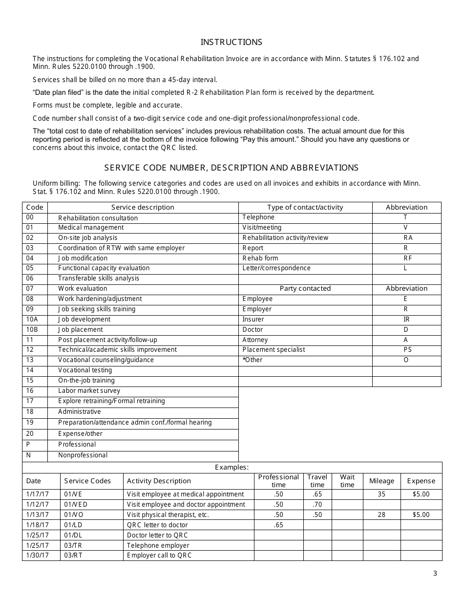 Vocational Rehabilitation Invoice - Minnesota, Page 3