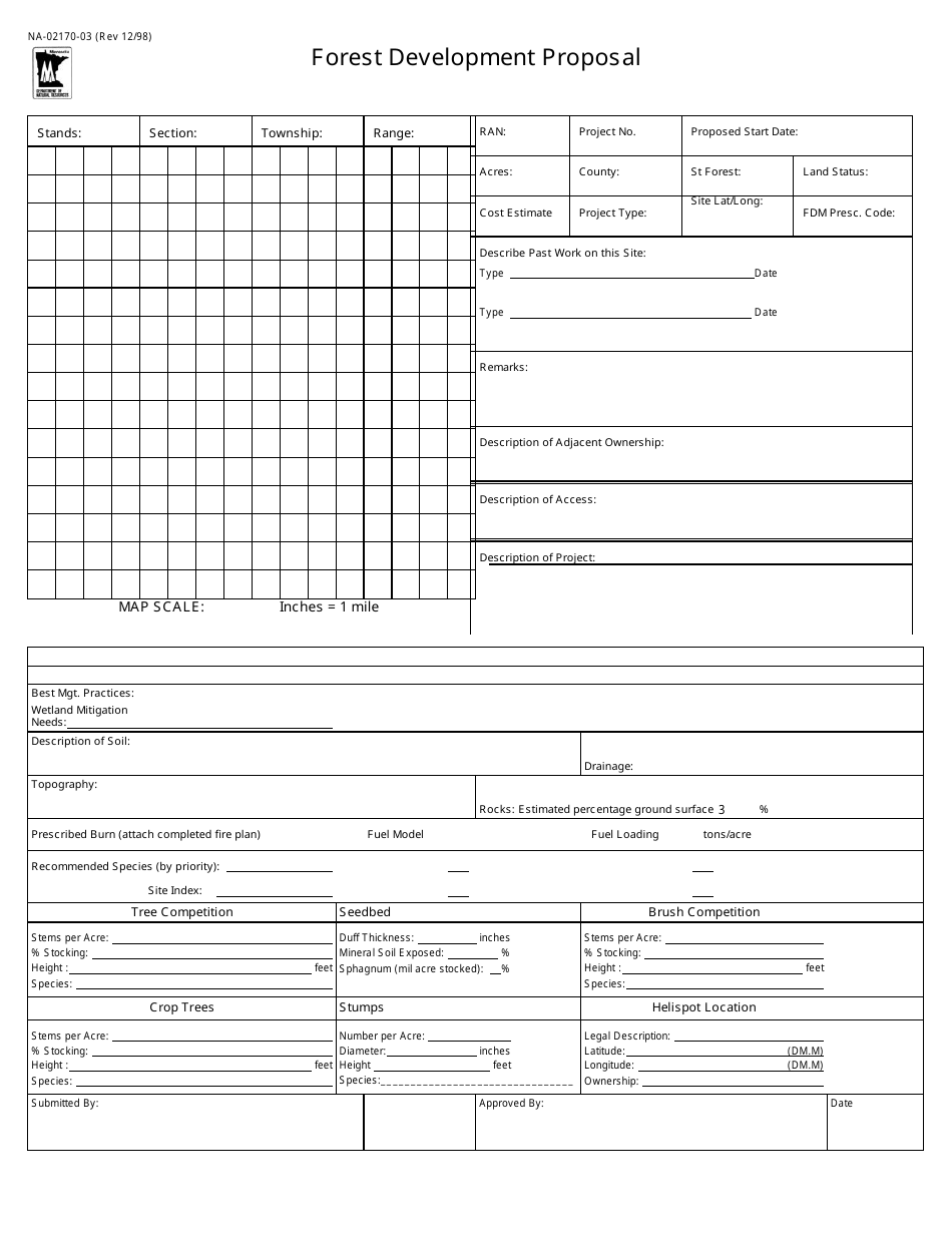 Form NA-02170-03 Forest Development Proposal - Minnesota, Page 1