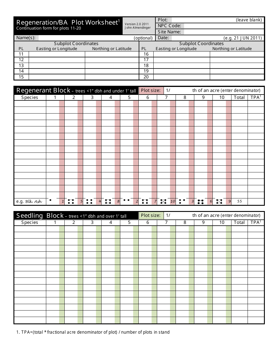 Regeneration / Ba Plot Worksheet - Minnesota, Page 3