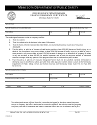 Document preview: Form PS36016-04 Vehicle Insurance Certificate - Driver Education Program - Minnesota