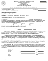 Document preview: Form PS30380-01 Bond of Commercial Driver Training School - Minnesota