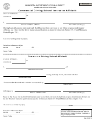 Document preview: Commercial Driving School Instructor Affidavit Form - Minnesota