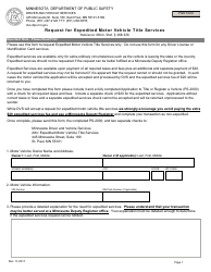 Document preview: Request for Expedited Motor Vehicle Title Services - Minnesota