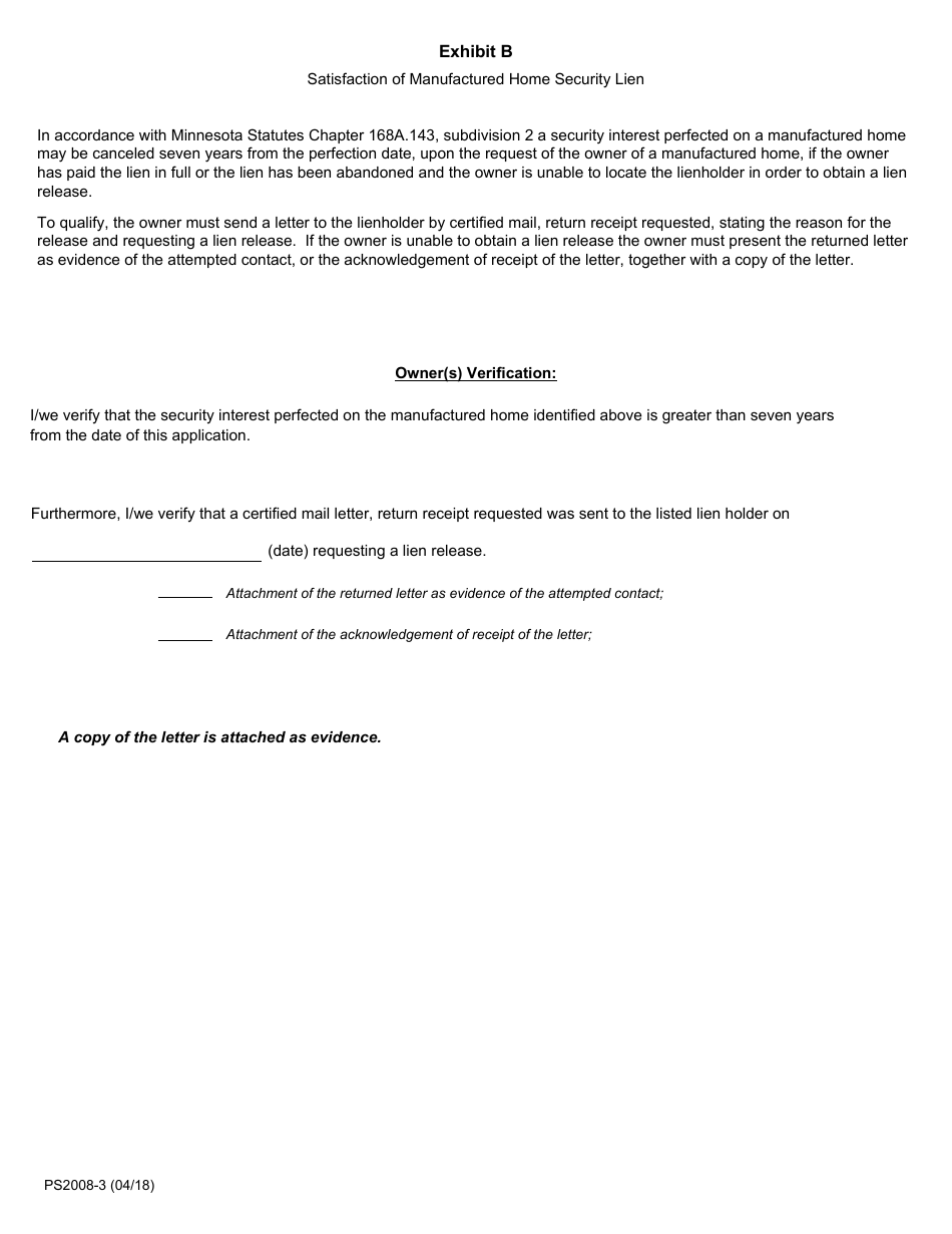 Form PS2008-3 Application for Title to a Manufactured Home When Ownership Is at Issue - Minnesota, Page 5