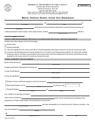 Document preview: Form PS2123-04 Motor Vehicle Dealer Close out Statement - Minnesota