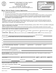 Form PS2401-13 Motor Vehicle Dealer License Application - Minnesota