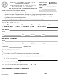 Document preview: Form PS2412-10 Dealer License Location/Address Change - Minnesota