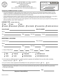 Document preview: Form PS2415-09 Temporary Additional Sales Location - Minnesota