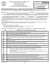 Document preview: Form PS2410-19 Minnesota Vehicle Dealer License - Commercial Location Checklist - Minnesota