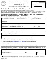 Document preview: Form PS2420-07 Certification of Compliance With Minnesota Worker's Compensation Law - Minnesota