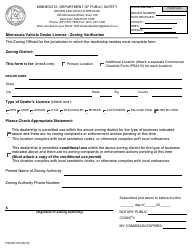 Document preview: Form PS2421-08 Minnesota Vehicle Dealer License - Zoning Verification - Minnesota
