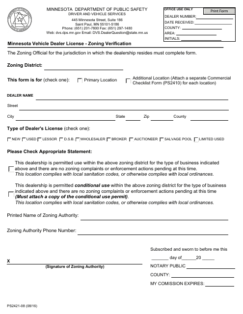 Form PS2421-08  Printable Pdf