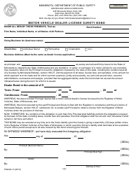Form PS2446-10 Motor Vehicle Dealer License Surety Bond - Minnesota