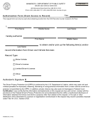 Document preview: Form PS2506-03 Authorization Form (Grant Access to Record) - Minnesota