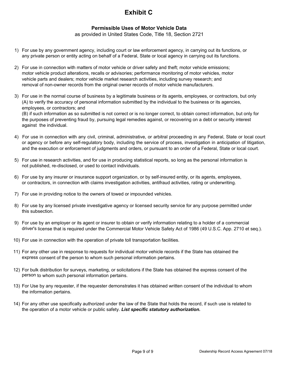 Dealership Record Access Agreement Form - Minnesota, Page 9