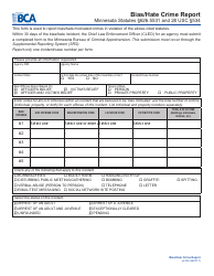 Document preview: Bias/Hate Crime Report Form - Minnesota