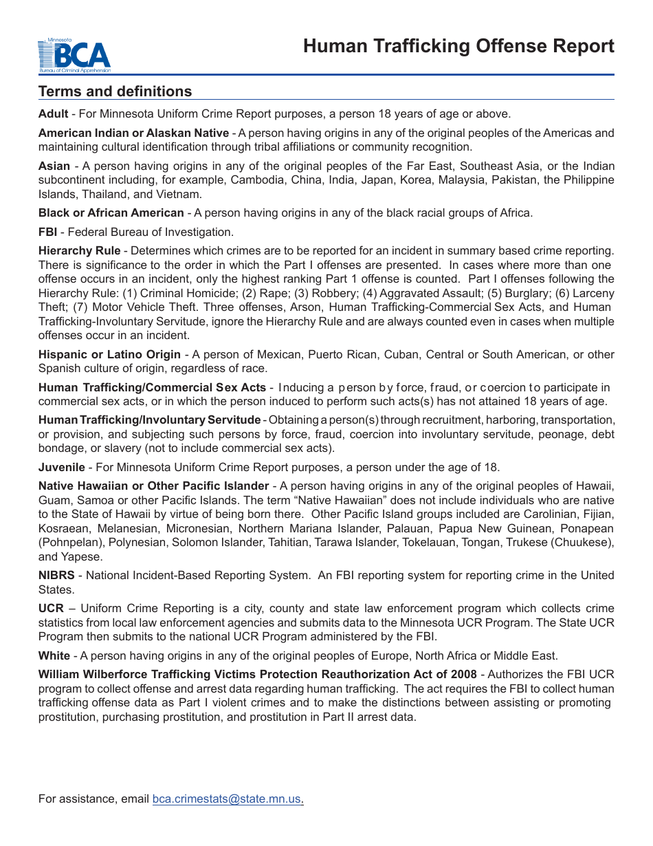 Human Trafficking Offense Report Form - Minnesota, Page 3