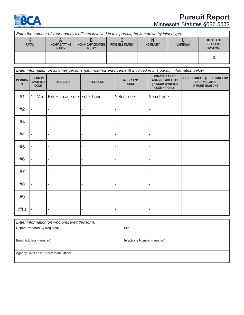 Pursuit Report Form - Minnesota, Page 2