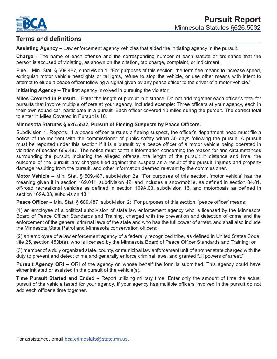 Pursuit Report Form - Minnesota, Page 3