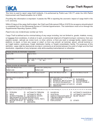 Document preview: Cargo Theft Report Form - Minnesota