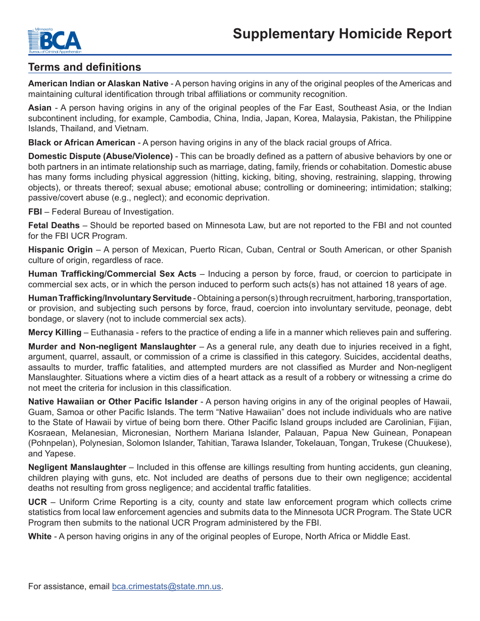 Supplementary Homicide Report Form - Minnesota, Page 3