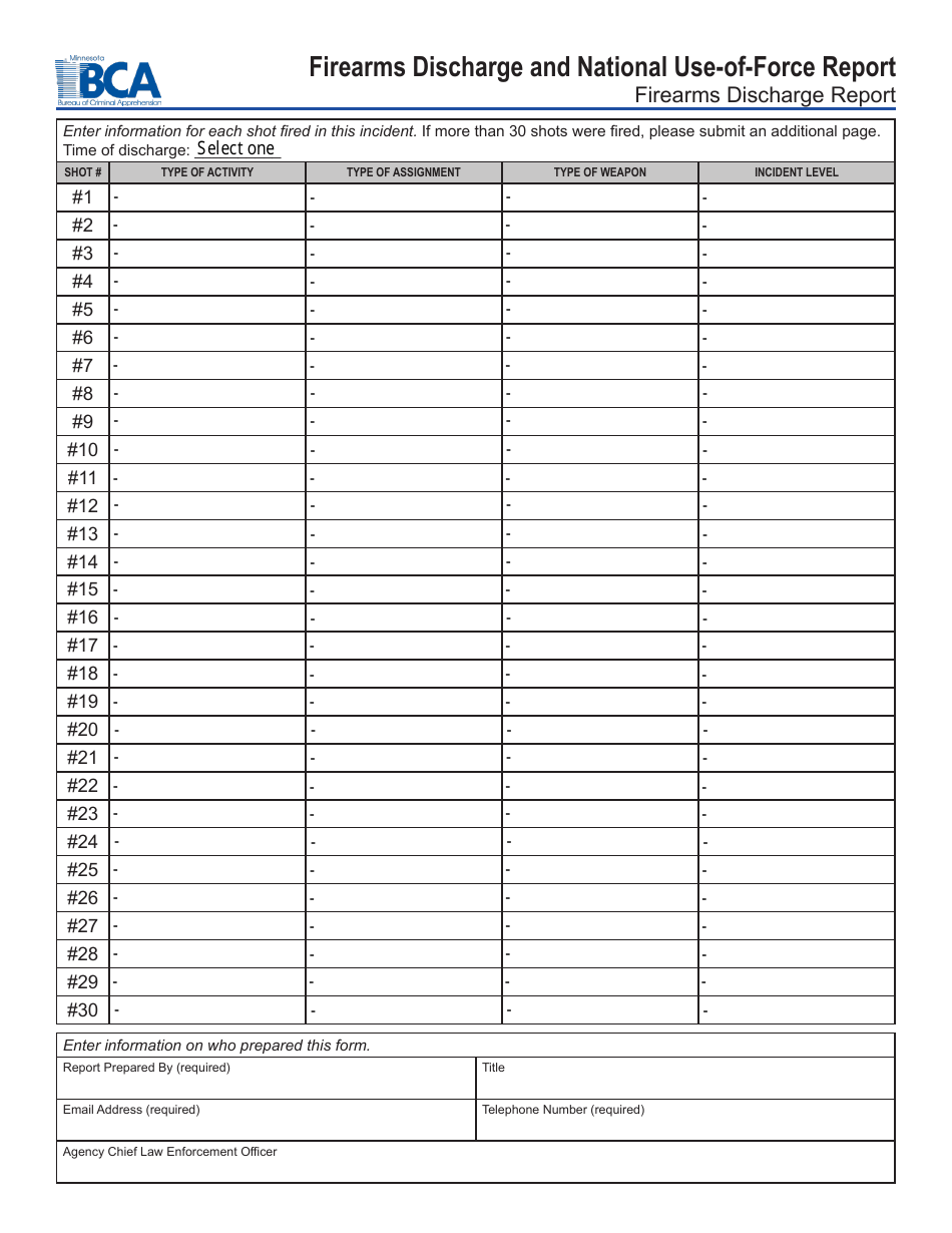 Firearms Discharge and National Use-Of-Force Report Form - Minnesota, Page 2