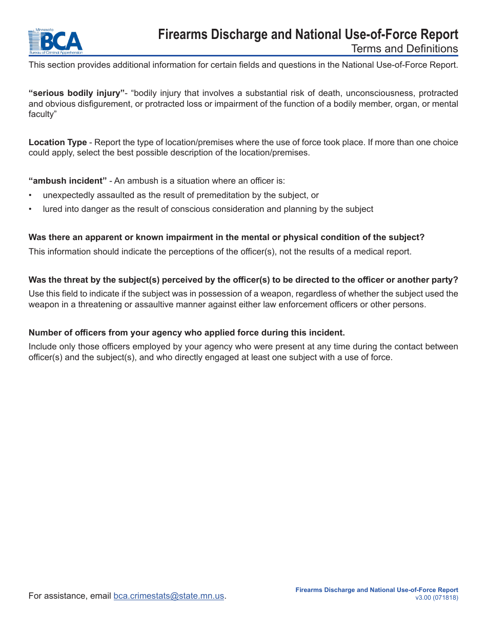 Firearms Discharge and National Use-Of-Force Report Form - Minnesota, Page 9