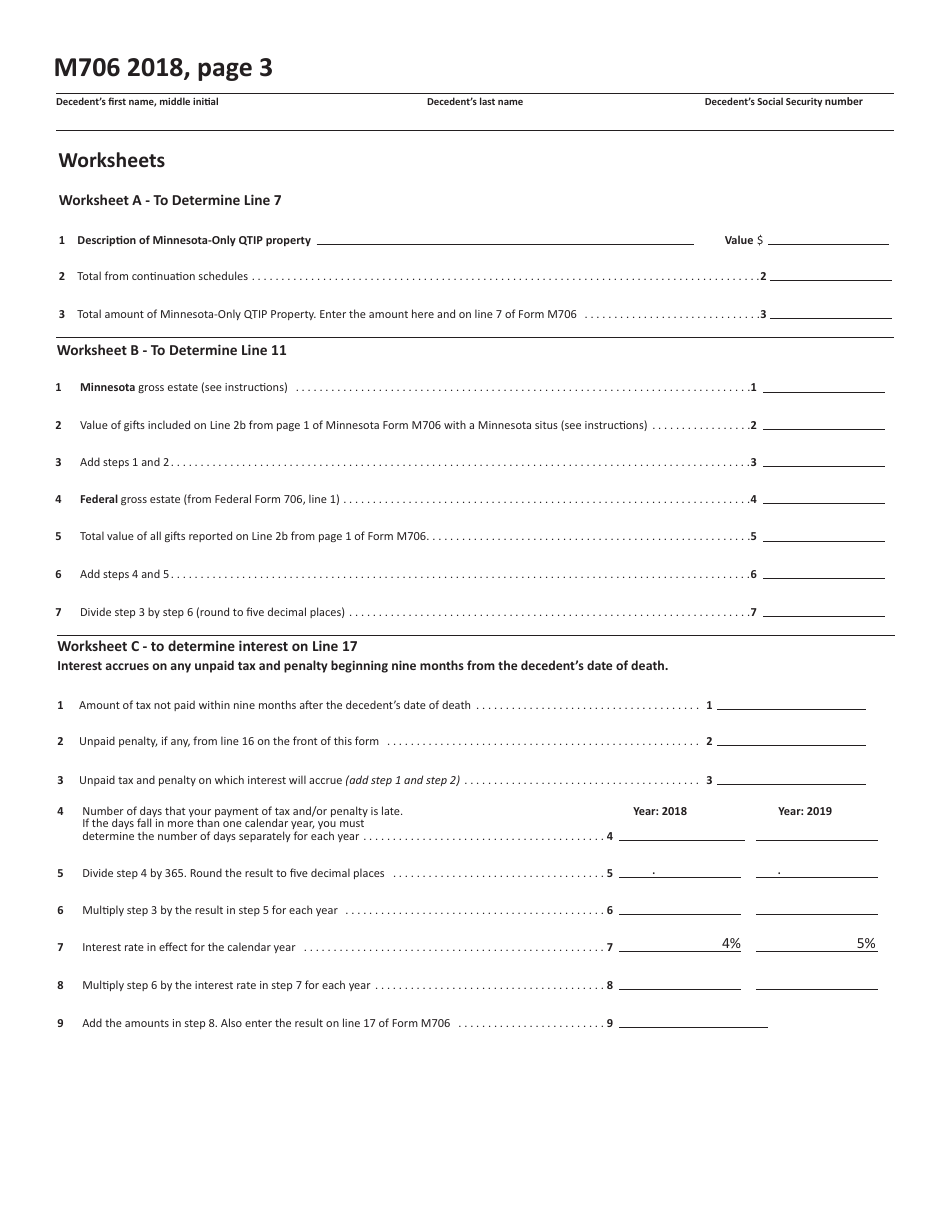 Form M706 Estate Tax Return - Minnesota, Page 3