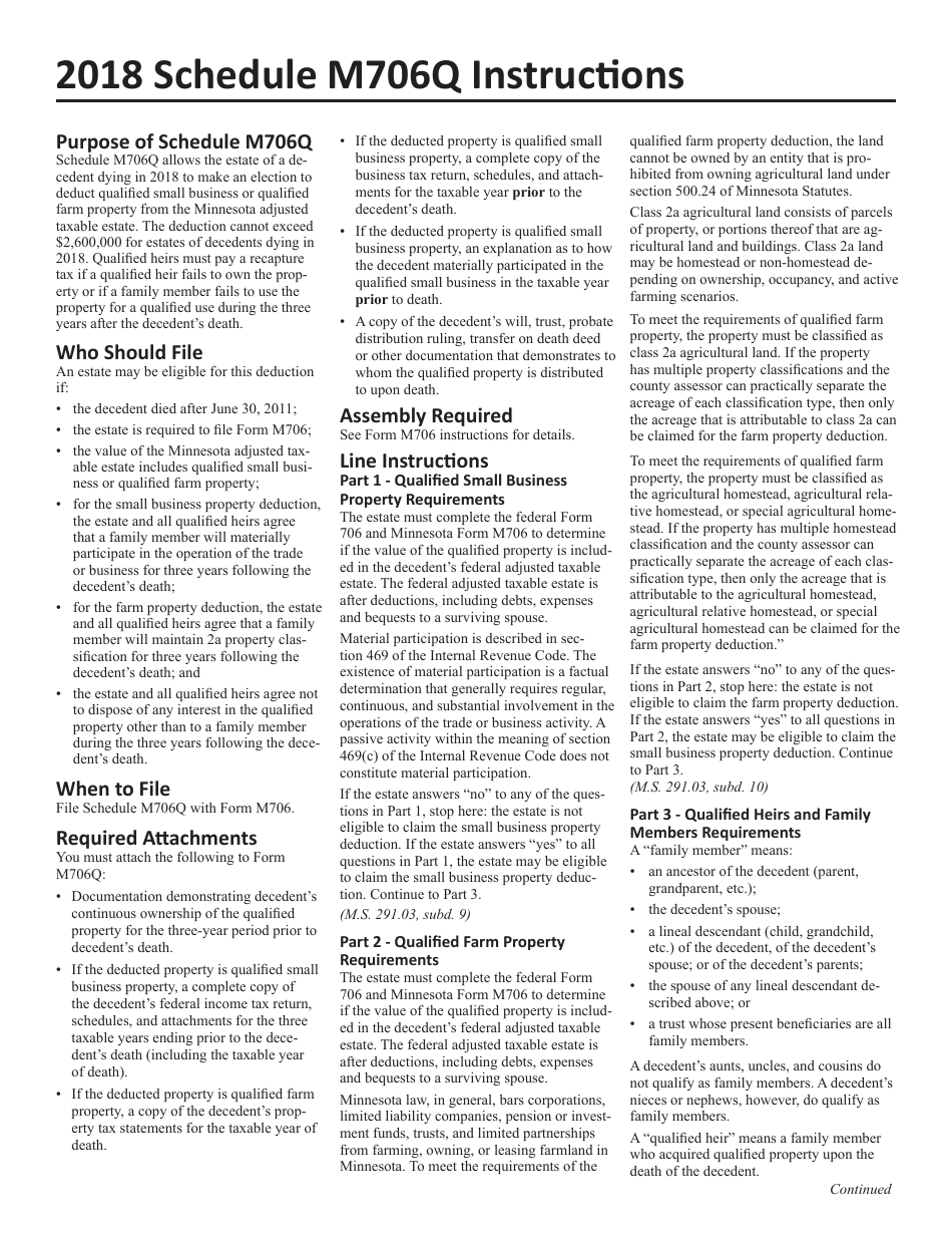 Form M706Q Election to Claim the Qualified Small Business and Farm Property Deduction - Minnesota, Page 7