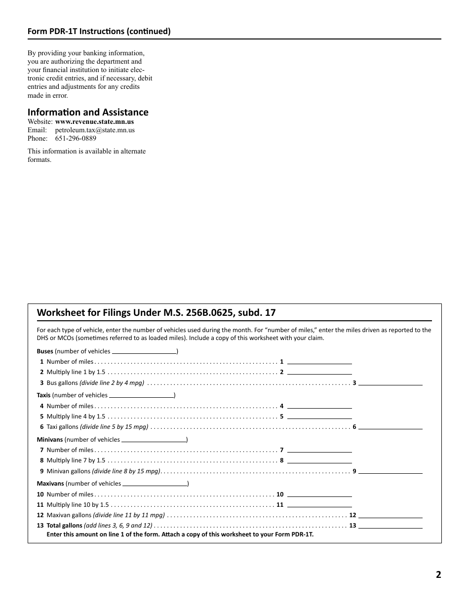 Form PDR-1T Transit and Ambulance Claim for Refund - Minnesota, Page 3