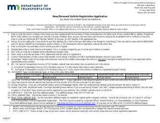 New/Renewal Vehicle Registration Application Form - Minnesota, Page 3