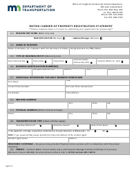 &quot;Motor Carrier of Property Registration Statement Form&quot; - Minnesota
