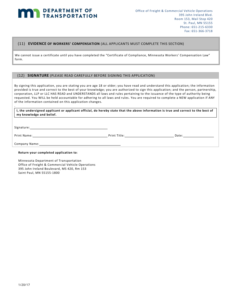 Building Mover License Application Form - Minnesota, Page 3