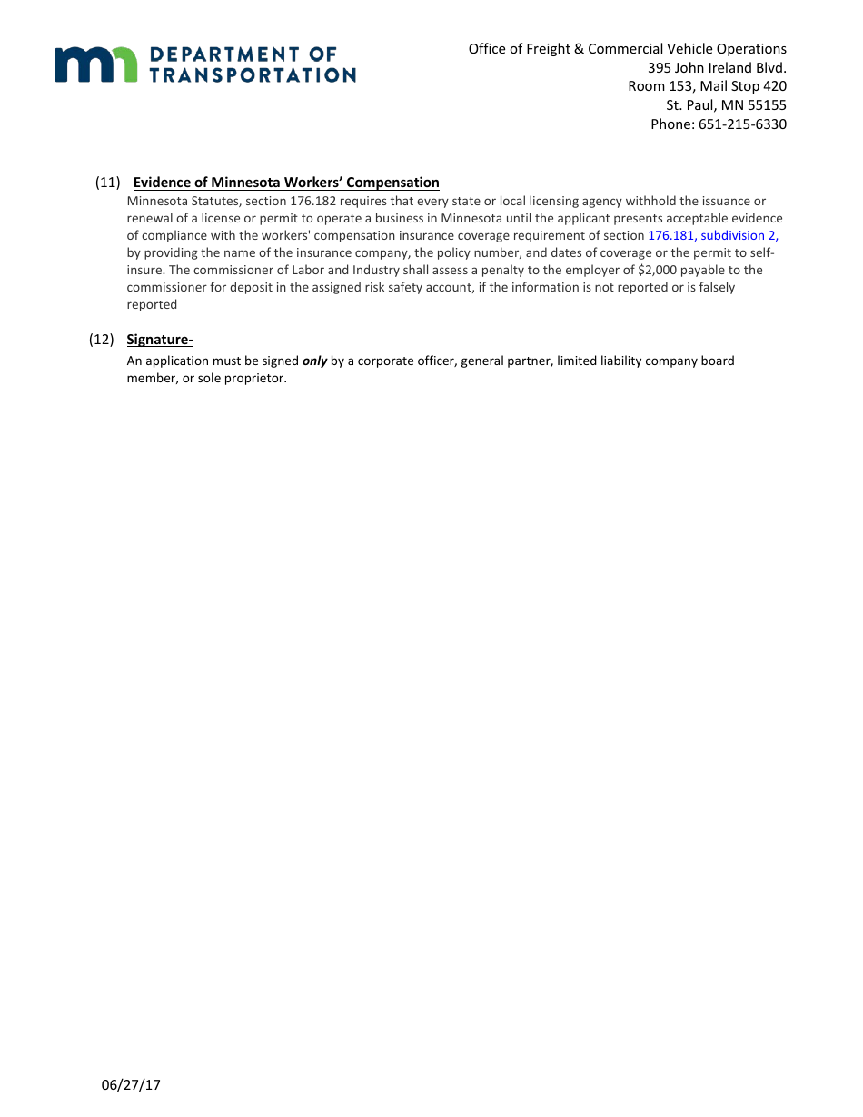 Building Mover License Application Form - Minnesota, Page 7
