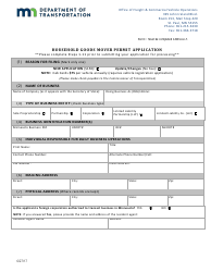 &quot;Household Goods Mover Permit Application Form&quot; - Minnesota