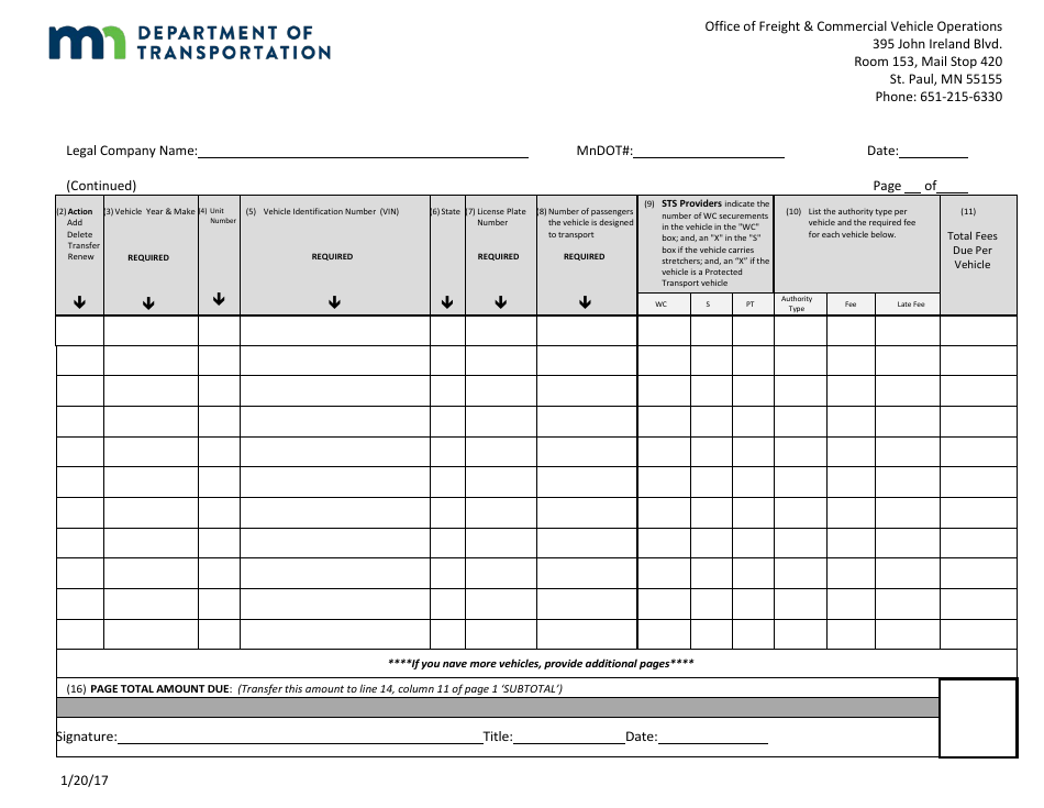 Household Goods Mover Permit Application Form - Minnesota, Page 8