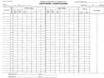 Mn/DOT Form 2190 &quot;Earthwork Computations&quot; - Minnesota