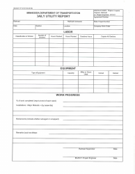 Form Mn/DOT TP-21191-03 &quot;Daily Utility Report&quot; - Minnesota